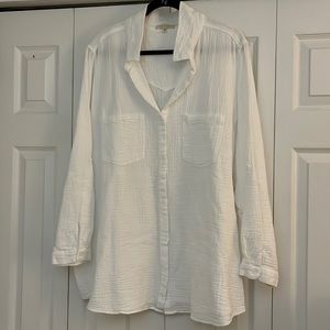 Side Stitch Women's Plus Size Cotton Gauze Blouse / 3X / White